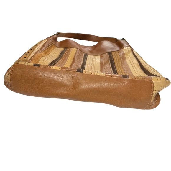 Fossil leather studded riveted western boho shoulder bag suede neutral - Picture 4 of 12